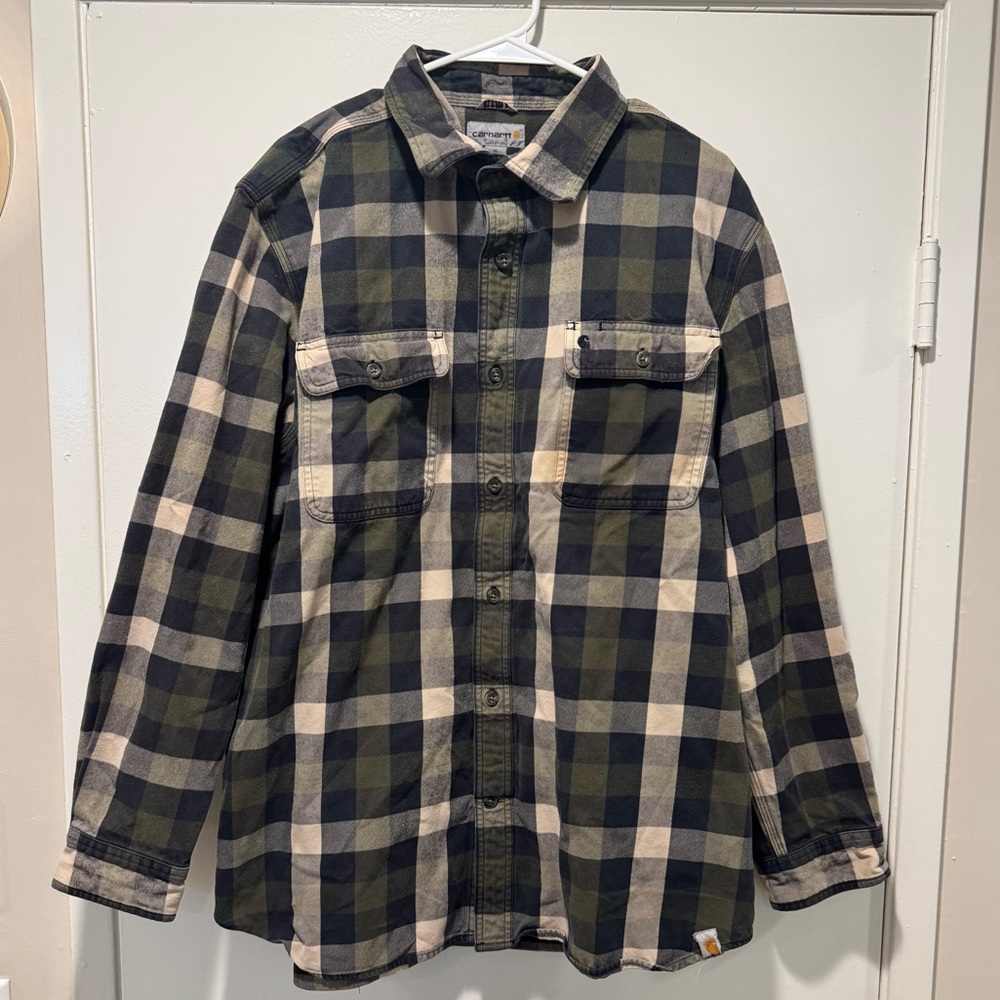 Carhartt Green and Black Plaid Shirt